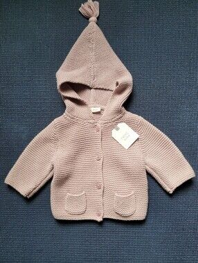 *Next Baby* Hooded Knit Cardigan in Dusty Lilac  Up to 1 mth NWT